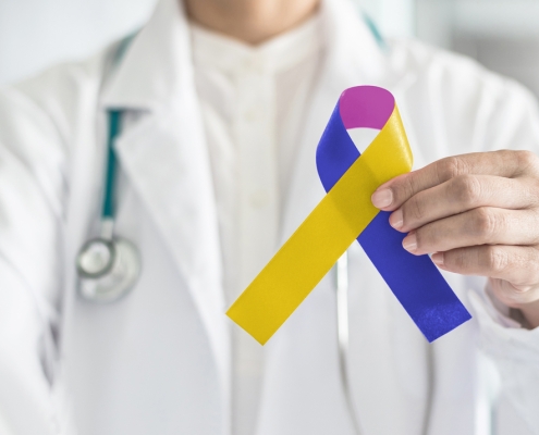 ribbon used for bladder cancer awareness month