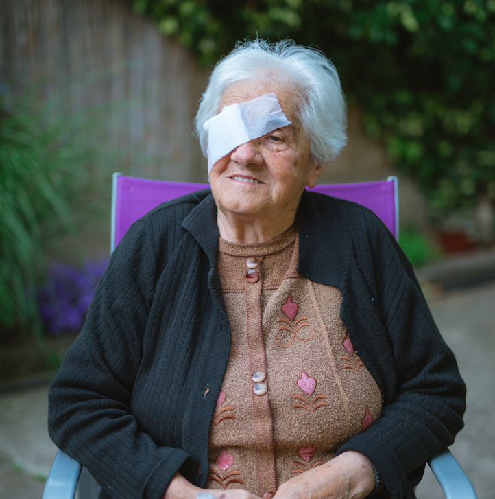 old lady after cataract operation